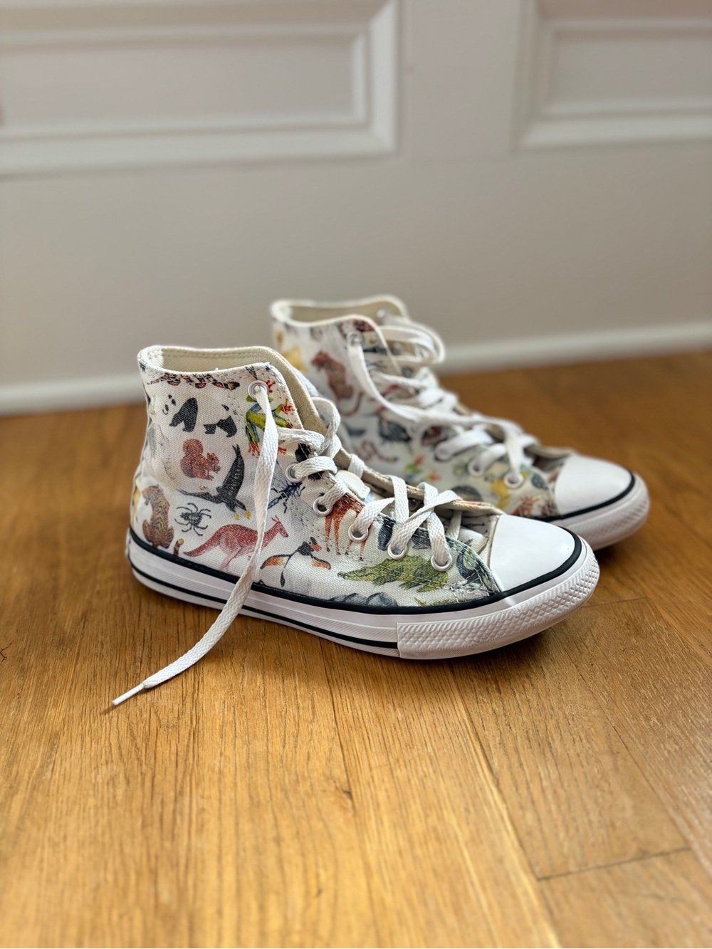 Converse Zoo Animal Themed Sneakers Boys Kids Youth 3 White High Tops